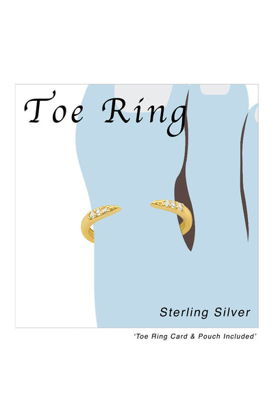 18k Vermeil Adjustable Line Toe Ring with CZ - VM