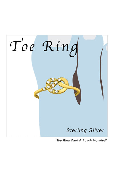 18k Vermeil Adjustable Heart Knot Toe Ring with CZ - VM