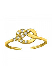 18k Vermeil Adjustable Heart Knot Toe Ring with CZ - VM
