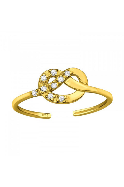 18k Vermeil Adjustable Heart Knot Toe Ring with CZ - VM