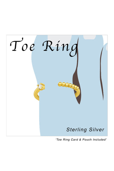 18k Vermeil Adjustable Dots Link Toe Ring with CZ - VM
