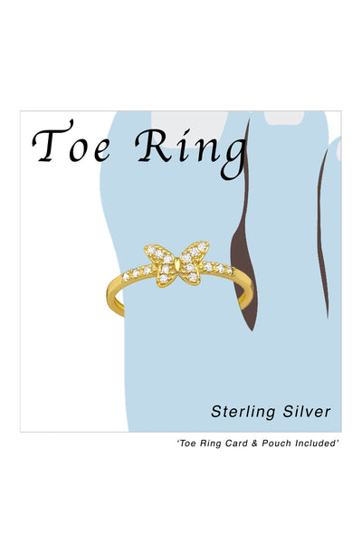18k Vermeil Adjustable Butterfly Toe Ring with CZ - VM