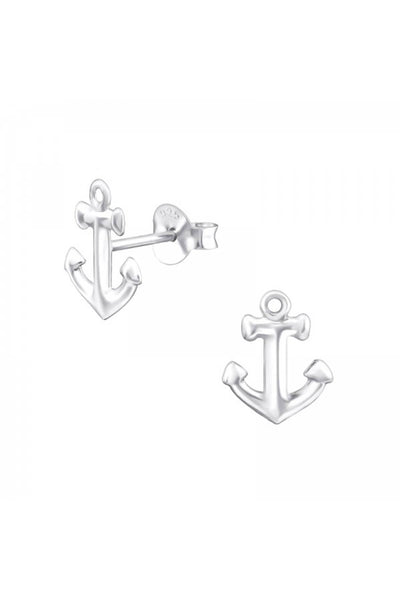 Sterling Silver Anchor Ear Studs - SS