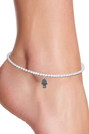 Hamsa Charm Beaded Anklet - SF