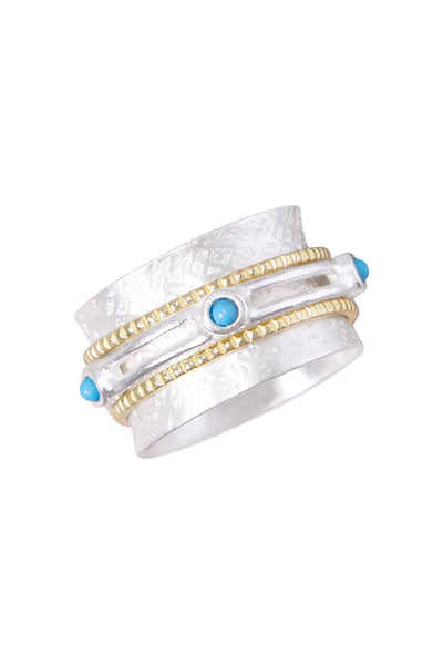 Stabilized Turquoise Two-Tone Spinner Ring - SF