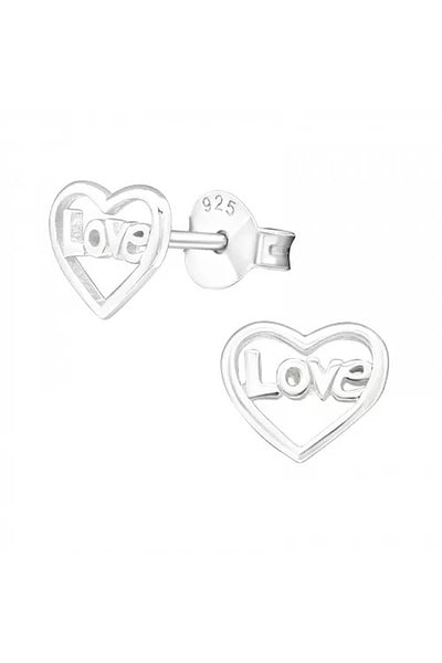 Sterling Silver Love Heart Ear Studs - SS