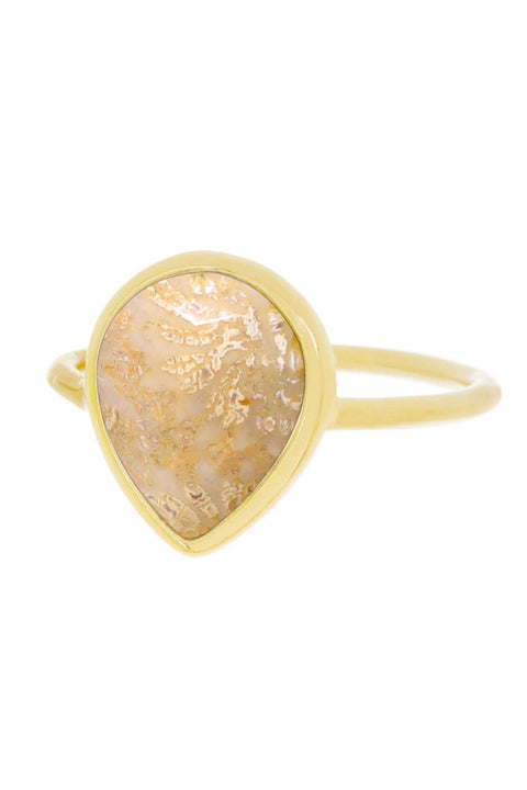 Lily Fossil Teardrop Ring - GF