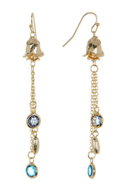 Rosebud & Blue Crystal Dangle Earrings - GF