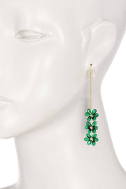 Emerald Austrian Crystal Flower Bloom Drop Earrings - GF