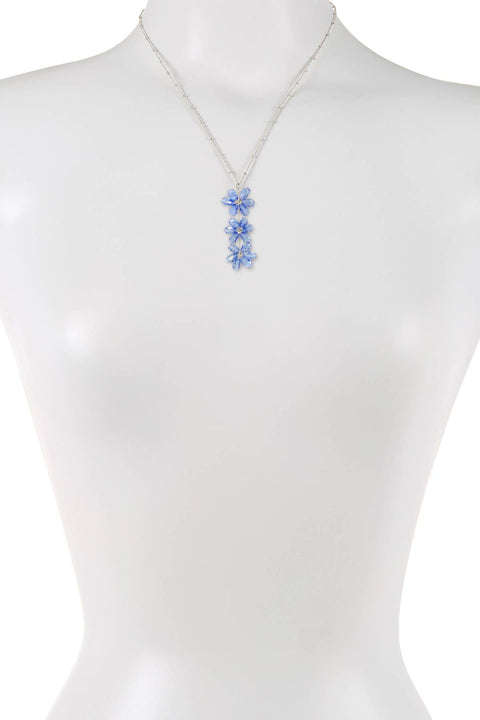 Tanzanite Austrian Crystal Flower Pendant Necklace - SF