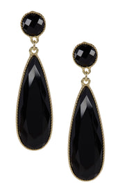 Black Crystal Teardrop Statement Stud Earrings - AG