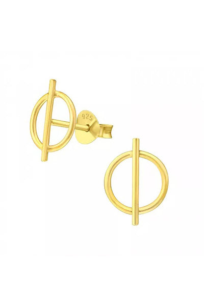 Sterling Silver Circle & Bar Ear Studs - VM