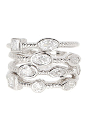 4 PC White CZ Stack Ring Set - SF