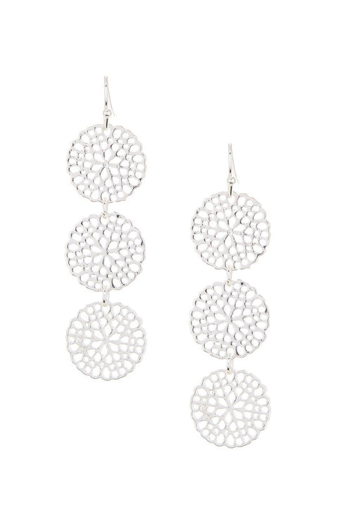 Filigree Pattern Daisy Drop Earrings - SF