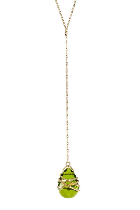 Peridot Crystal Y Necklace - GF