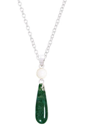 Moss Agate & White Agate Pendant Necklace - SF