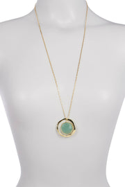 Green Aventurine Framed Briolette Orbit Necklace - GF