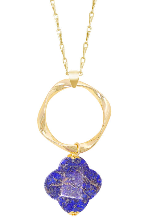 Lapis & Freeform Hoop Pendant Necklace - GF