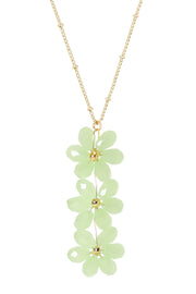 Green Austrian Crystal Flower Bloom Pendant Necklace - GF