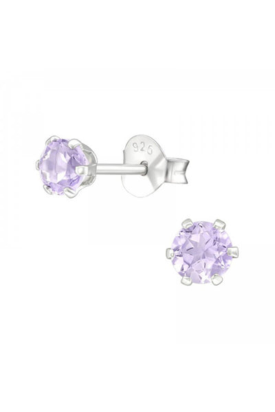 Sterling Silver Round Ear Studs With Semi Precious - SS