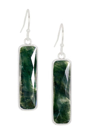 Moss Agate Rectangle Drop Earrings - SF