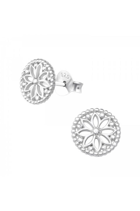 Sterling Silver Flower Ear Studs - SS