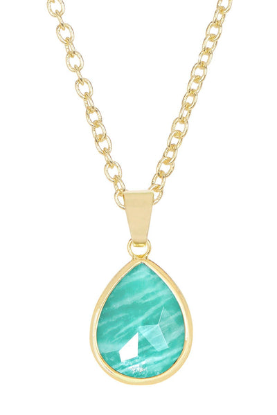 Amazonite Teardrop Pendant Necklace - GF