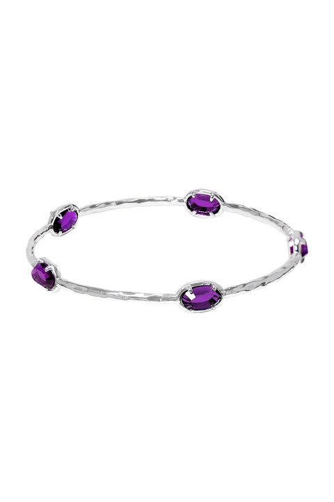 Lavender Crystal Bangle Station Bracelet - SF