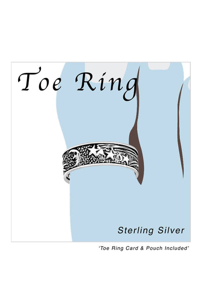 Sterling Silver Sun, Moon and Star Adjustable Toe Ring - SS