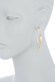 CZ Station Hoop Earring In Gold - GF