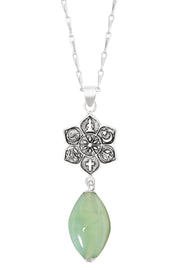 Green Murano Glass & Coexist Lotus Pendant Necklace - SF