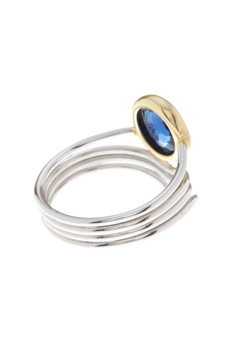 London Blue Crystal & Two-Tone Freeform Ring - SF