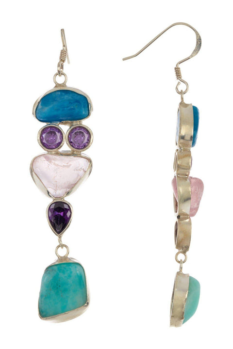 Sterling Silver Mixed Gemstone Shiva Earrings - SS