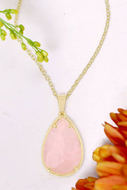 Rose Quartz Pear Cut Pendant Necklace - GF