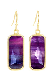 Amethyst Rectangle Earrings - GF