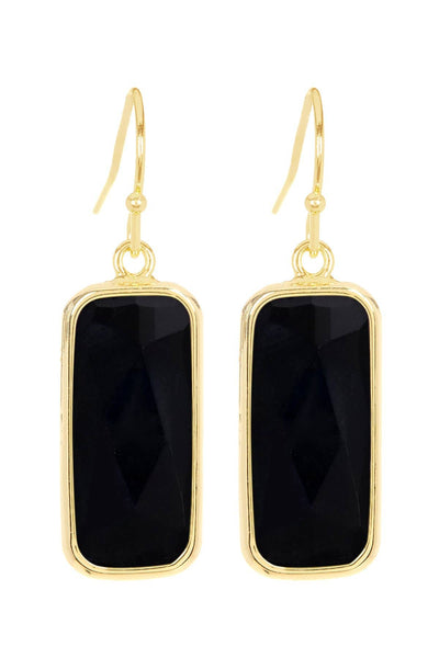 Black Onyx Rectangle Earrings - GF