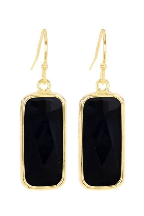 Black Onyx Rectangle Earrings - GF