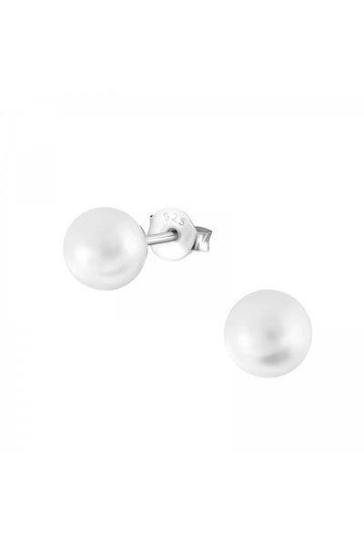 Glass Pearl 6mm Ear Studs - SS