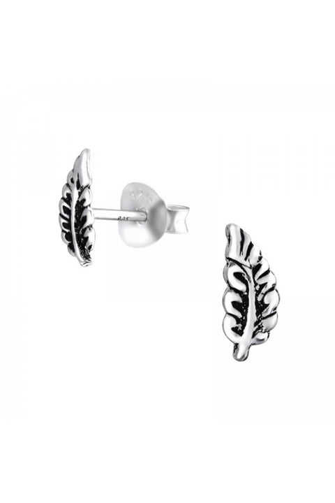 Sterling Silver Leaf Ear Studs - SS