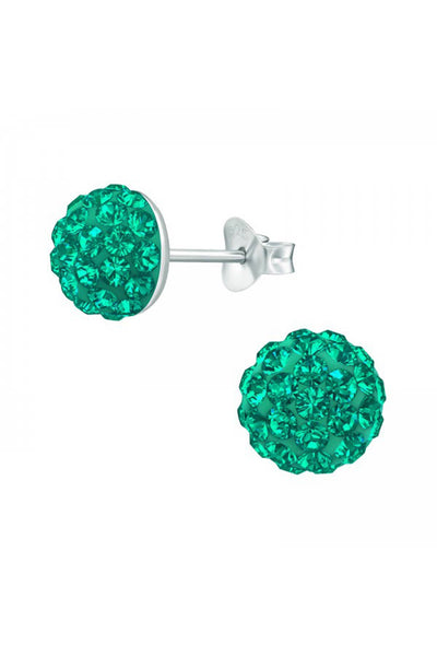 Sterling Silver Round Ear Studs & Swarovski_ Crystals - SS