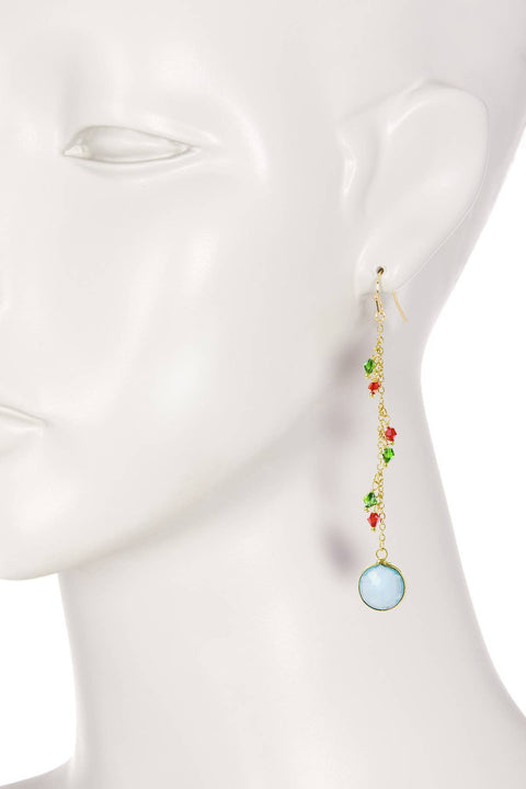 Sky Blue Crystal & Austrian Crystal Drop Earrings - GF