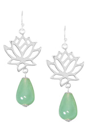 Green Aventurine & Lotus Drop Earrings - SF