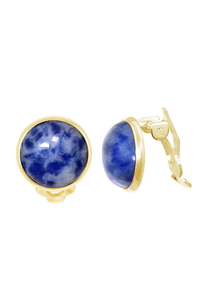 Lapis Clip On Earrings In Gold - GF