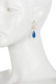 London Blue Crystal & Lotus Drop Earrings - GF