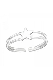 Sterling Silver Star Adjustable Toe Ring - SS