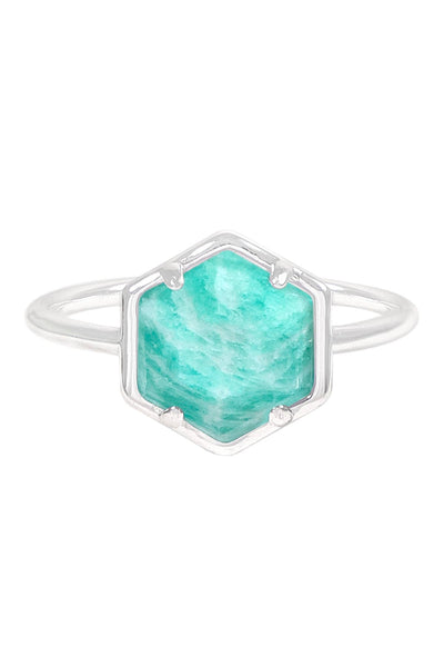 Amazonite Hexagon Ring - SF