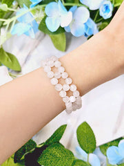 White Jade 6mm Beads Braided Bracelet - GF