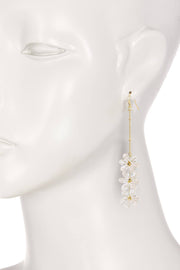 Clear Austrian Crystal Flower Bloom Drop Earrings - GF