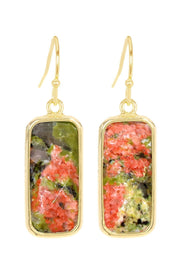 Unakite Rectangle Earrings - GF