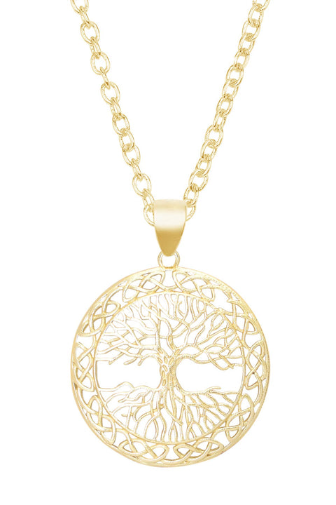 14k Gold Plated Tree Of Life Drop Pendant Necklace - GF